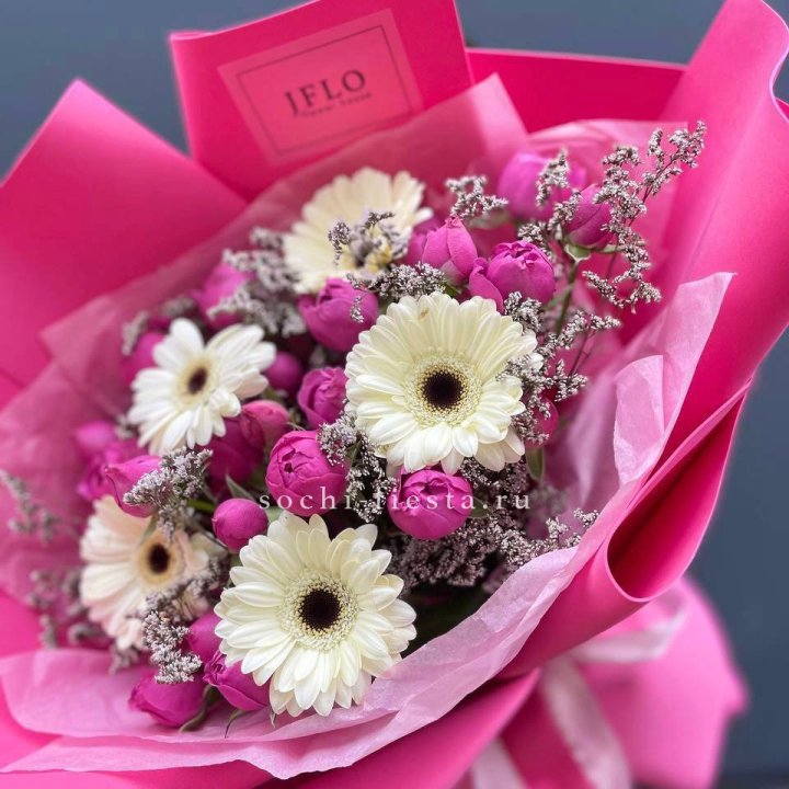 Букет гербер и мисти бабблс  в Кирове