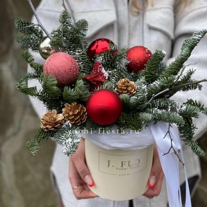 Новогодняя композиция в коробке ред в Кирове