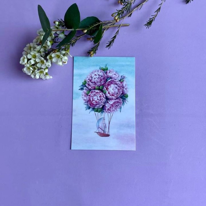 Открытка к букету "Пион" в Кирове