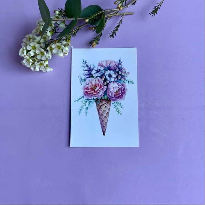 Открытка к букету "Цветочно-кремовый" в Кирове