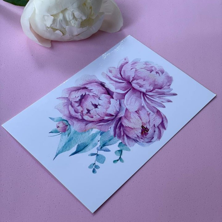 Открытка к букету "Пионы" в Кирове