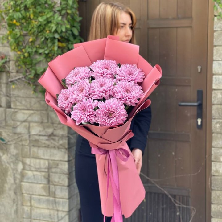 Букет хризантем розовый в Кирове