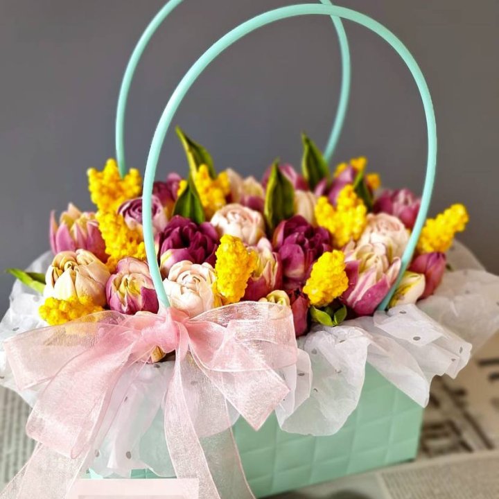 Тюльпаны в сумочке из зефира в Кирове